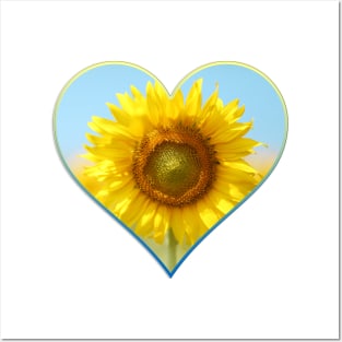 Sunflower and heart Posters and Art